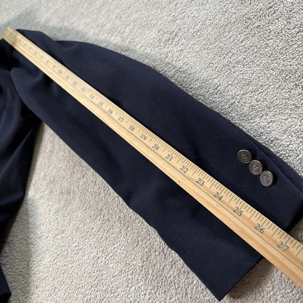 Pierre Cardin Navy Blue Bronze Horse Double Breasted Wool Blazer Jacket 42XL